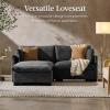 imageBest Choice Products 82in Modular Cloud Pillowtop Loveseat Sofa Deep Seat Sectional Couch wStorage Ottoman Plush Corduroy Fabric Real Wood Frame and Legs  IvoryGrey