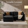 imageBest Choice Products 82in Modular Cloud Pillowtop Loveseat Sofa Deep Seat Sectional Couch wStorage Ottoman Plush Corduroy Fabric Real Wood Frame and Legs  IvoryBlack