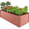 imageBest Choice Products 8x4x2ft Outdoor Metal Raised Garden Bed Deep Root Planter Box for Vegetables Flowers Herbs and Succulents w 478 Gallon Capacity  TerracottaTerracotta