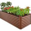 imageBest Choice Products 8x4x2ft Outdoor Metal Raised Garden Bed Deep Root Planter Box for Vegetables Flowers Herbs and Succulents w 478 Gallon Capacity  TerracottaWood Grain