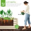 imageBest Choice Products 8x4x2ft Outdoor Metal Raised Garden Bed Deep Root Planter Box for Vegetables Flowers Herbs and Succulents w 478 Gallon Capacity  TerracottaBeige