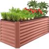 imageBest Choice Products 8x4x2ft Outdoor Metal Raised Garden Bed Deep Root Planter Box for Vegetables Flowers Herbs and Succulents w 478 Gallon Capacity  TerracottaTerracotta