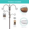 imageBest Choice Products 91in 4Hook Feeding Station Steel MultiFeeder Kit Stand for Attracting Wild Birds w 2 Bird Feeders Mesh Tray Bird Bath 4Prong Base  BronzeBronze