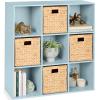 imageBest Choice Products 9Cube Storage Organizer 11in Shelf Opening Bookcase Display Shelf Customizable w 3 Removable Back Panels  GreigeLight Blue