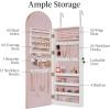 imageBest Choice Products Arch Mirror Jewelry Cabinet Jewelry Storage Organizer Armoire Lockable Wall or Door Mountable FullLength Mirror  BlackRose Gold