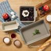 imageBest Choice Products Bakeware Set Baking Dish Set 3Piece Nonstick ToxinFree Ceramic Serving Dishes Casserole Bread Loaf Square Pan SpaceSaving Nesting Design  Vanilla ButtercreamMushroom Beige