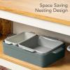 imageBest Choice Products Bakeware Set Baking Dish Set 3Piece Nonstick ToxinFree Ceramic Serving Dishes Casserole Bread Loaf Square Pan SpaceSaving Nesting Design  Vanilla ButtercreamFrench Gray