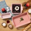 imageBest Choice Products Bakeware Set Baking Dish Set 3Piece Nonstick ToxinFree Ceramic Serving Dishes Casserole Bread Loaf Square Pan SpaceSaving Nesting Design  Vanilla ButtercreamPink Champagne