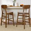 imageBest Choice Products Bar Stool Set of 2 Modern Farmhouse Counter Height Stools wArmless Upholstered Cushioned Seat Wooden Curved Backrest  WalnutCreamWalnutGray