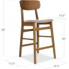 imageBest Choice Products Bar Stool Set of 2 Modern Farmhouse Counter Height Stools wArmless Upholstered Cushioned Seat Wooden Curved Backrest  WalnutCreamWalnutGray