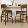 imageBest Choice Products Bar Stool Set of 2 Modern Farmhouse Counter Height Stools wArmless Upholstered Cushioned Seat Wooden Curved Backrest  WalnutCreamWalnutCharcoal