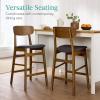 imageBest Choice Products Bar Stool Set of 2 Modern Farmhouse Counter Height Stools wArmless Upholstered Cushioned Seat Wooden Curved Backrest  WalnutCreamWalnutCharcoal