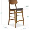 imageBest Choice Products Bar Stool Set of 2 Modern Farmhouse Counter Height Stools wArmless Upholstered Cushioned Seat Wooden Curved Backrest  WalnutCreamWalnutCharcoal