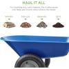 imageBest Choice Products DualWheel Home Utility Yard Wheelbarrow Garden Cart wBuiltin Stand for Lawn Gardening Construction  GrayBlue