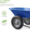 imageBest Choice Products DualWheel Home Utility Yard Wheelbarrow Garden Cart wBuiltin Stand for Lawn Gardening Construction  GrayBlue