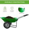 imageBest Choice Products DualWheel Home Utility Yard Wheelbarrow Garden Cart wBuiltin Stand for Lawn Gardening Construction  GrayBright Green