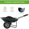 imageBest Choice Products DualWheel Home Utility Yard Wheelbarrow Garden Cart wBuiltin Stand for Lawn Gardening Construction  GrayDark Gray