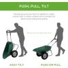 imageBest Choice Products DualWheel Home Utility Yard Wheelbarrow Garden Cart wBuiltin Stand for Lawn Gardening Construction  GrayGreen