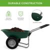 imageBest Choice Products DualWheel Home Utility Yard Wheelbarrow Garden Cart wBuiltin Stand for Lawn Gardening Construction  GrayGreen