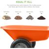 imageBest Choice Products DualWheel Home Utility Yard Wheelbarrow Garden Cart wBuiltin Stand for Lawn Gardening Construction  GrayOrange