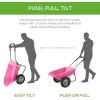 imageBest Choice Products DualWheel Home Utility Yard Wheelbarrow Garden Cart wBuiltin Stand for Lawn Gardening Construction  GrayPink