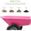 imageBest Choice Products DualWheel Home Utility Yard Wheelbarrow Garden Cart wBuiltin Stand for Lawn Gardening Construction  GrayPink