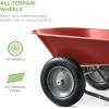 imageBest Choice Products DualWheel Home Utility Yard Wheelbarrow Garden Cart wBuiltin Stand for Lawn Gardening Construction  GrayRed