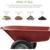 imageBest Choice Products DualWheel Home Utility Yard Wheelbarrow Garden Cart wBuiltin Stand for Lawn Gardening Construction  GrayRed
