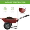 imageBest Choice Products DualWheel Home Utility Yard Wheelbarrow Garden Cart wBuiltin Stand for Lawn Gardening Construction  GrayRed