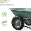 imageBest Choice Products DualWheel Home Utility Yard Wheelbarrow Garden Cart wBuiltin Stand for Lawn Gardening Construction  GraySeafoam