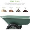 imageBest Choice Products DualWheel Home Utility Yard Wheelbarrow Garden Cart wBuiltin Stand for Lawn Gardening Construction  GraySeafoam