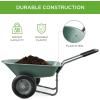 imageBest Choice Products DualWheel Home Utility Yard Wheelbarrow Garden Cart wBuiltin Stand for Lawn Gardening Construction  GraySeafoam