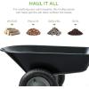 imageBest Choice Products DualWheel Home Utility Yard Wheelbarrow Garden Cart wBuiltin Stand for Lawn Gardening Construction  GraySolid Black
