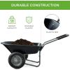 imageBest Choice Products DualWheel Home Utility Yard Wheelbarrow Garden Cart wBuiltin Stand for Lawn Gardening Construction  GraySolid Black