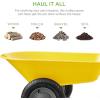 imageBest Choice Products DualWheel Home Utility Yard Wheelbarrow Garden Cart wBuiltin Stand for Lawn Gardening Construction  GrayYellow