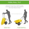 imageBest Choice Products DualWheel Home Utility Yard Wheelbarrow Garden Cart wBuiltin Stand for Lawn Gardening Construction  GrayYellow
