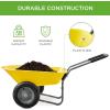 imageBest Choice Products DualWheel Home Utility Yard Wheelbarrow Garden Cart wBuiltin Stand for Lawn Gardening Construction  GrayYellow