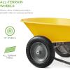 imageBest Choice Products DualWheel Home Utility Yard Wheelbarrow Garden Cart wBuiltin Stand for Lawn Gardening Construction  GrayYellow