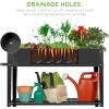 imageBest Choice Products Elevated Mobile Raised Ergonomic Metal Planter Garden Bed for Backyard Patio wWheels Lower Shelf 38x16x32in Dark Gray