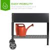 imageBest Choice Products Elevated Mobile Raised Ergonomic Metal Planter Garden Bed for Backyard Patio wWheels Lower Shelf 38x16x32in Dark Gray