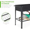 imageBest Choice Products Elevated Mobile Raised Ergonomic Metal Planter Garden Bed for Backyard Patio wWheels Lower Shelf 38x16x32in Dark Gray