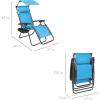 imageBest Choice Products Folding Zero Gravity Outdoor Recliner Patio Lounge Chair wAdjustable Canopy Shade Headrest Side Accessory Tray Textilene Mesh  SandLight Blue