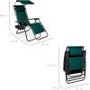 imageBest Choice Products Folding Zero Gravity Outdoor Recliner Patio Lounge Chair wAdjustable Canopy Shade Headrest Side Accessory Tray Textilene Mesh  SandForest Green