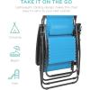 imageBest Choice Products Folding Zero Gravity Outdoor Recliner Patio Lounge Chair wAdjustable Canopy Shade Headrest Side Accessory Tray Textilene Mesh  SandLight Blue