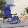 imageBest Choice Products Folding Zero Gravity Outdoor Recliner Patio Lounge Chair wAdjustable Canopy Shade Headrest Side Accessory Tray Textilene Mesh  SandCobalt Blue