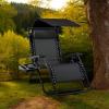 imageBest Choice Products Folding Zero Gravity Outdoor Recliner Patio Lounge Chair wAdjustable Canopy Shade Headrest Side Accessory Tray Textilene Mesh  SandBlack
