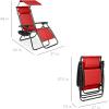 imageBest Choice Products Folding Zero Gravity Outdoor Recliner Patio Lounge Chair wAdjustable Canopy Shade Headrest Side Accessory Tray Textilene Mesh  SandCrimson Red