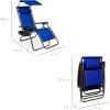 imageBest Choice Products Folding Zero Gravity Outdoor Recliner Patio Lounge Chair wAdjustable Canopy Shade Headrest Side Accessory Tray Textilene Mesh  SandCobalt Blue