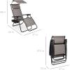 imageBest Choice Products Folding Zero Gravity Outdoor Recliner Patio Lounge Chair wAdjustable Canopy Shade Headrest Side Accessory Tray Textilene Mesh  SandIce Gray