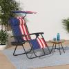imageBest Choice Products Folding Zero Gravity Outdoor Recliner Patio Lounge Chair wAdjustable Canopy Shade Headrest Side Accessory Tray Textilene Mesh  SandAmerican Flag